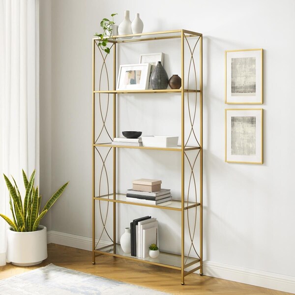 Kd Aparador 76 in. Helena Etagere Bookshelf, Gold - KD3047731