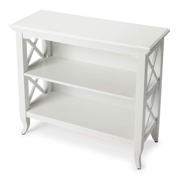 Gfancy Fixtures 30.25 x 32 x 13 in. Newport Glossy White Low Bookcase - GF3098145