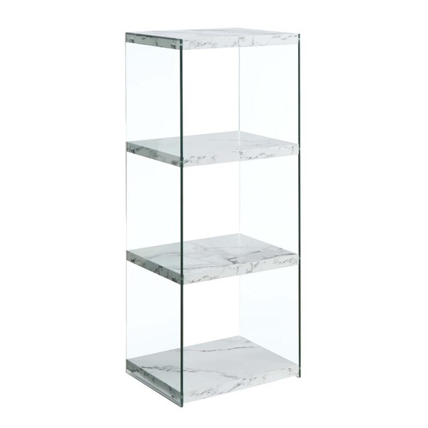 Convenience Concepts SoHo 4 Tier Tower Bookcase, White Faux Marble - HI2824790