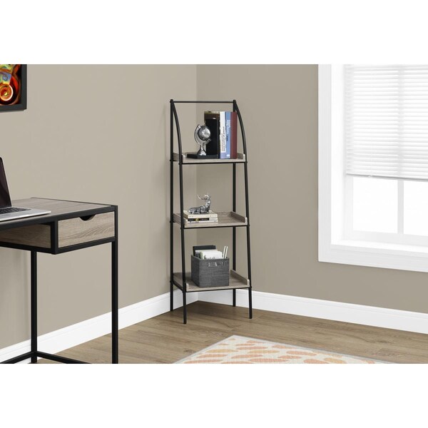 Gfancy Fixtures 48 in. Dark Taupe MDF & Black Metal Bookshelf - GF3092657