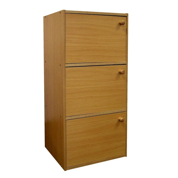 Gfancy Fixtures Standard Natural Triple Door Verticle Book Shelf - GF3097589