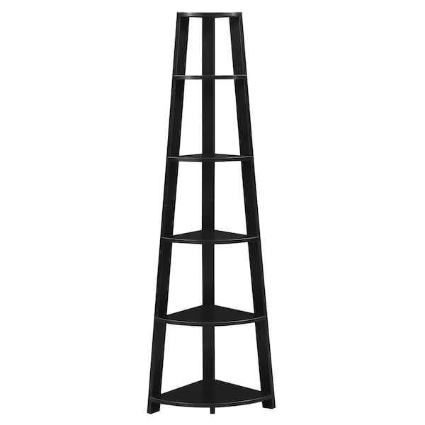 Convenience Concepts 16.5 x 16.5 x 71 in. Newport 5 Tier Corner Bookcase, Black - HI2540115