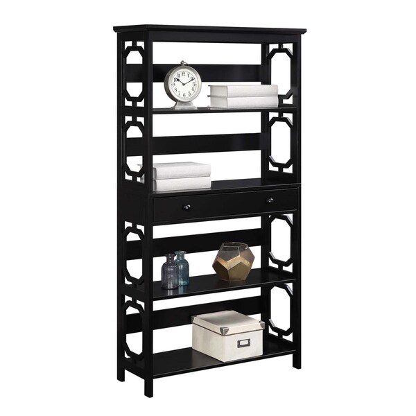 Convenience Concepts Omega 5 Tier Bookcase with Drawer, Black - HI3365884