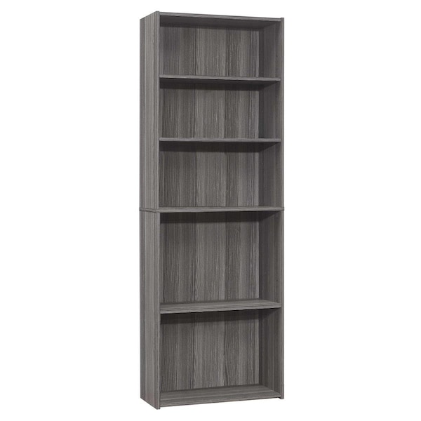 Homeroots 11.75 x 24.75 x 71.25 in. Grey 5 Shelves Bookcase - 355726