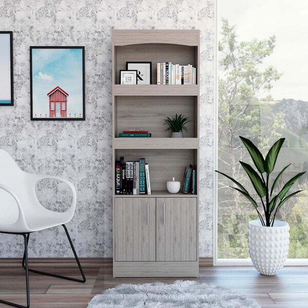Gfancy Fixtures Catarina Light Gray Bookcase Cabinet - GF3683886