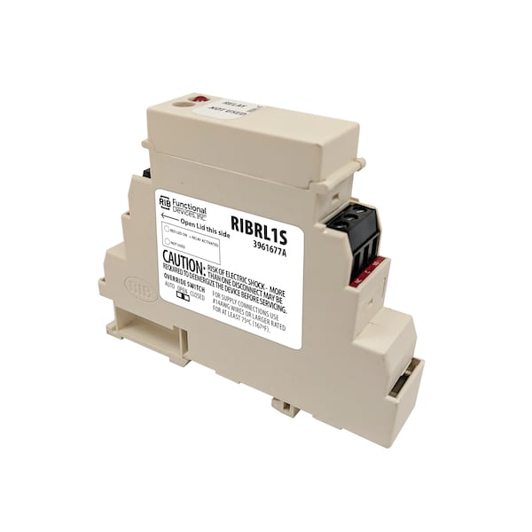 Functional Devices-Rib DIN Rail Mount Relay, 10 Amp SPDT + Override, 10-30 Vac/dc Coil - RIBRL1S