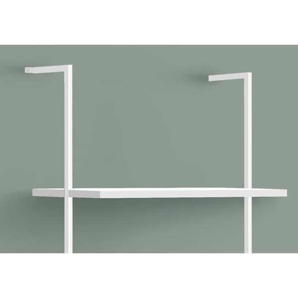 Monarch Specialties Bookshelf, Bookcase, Etagere, Ladder, 5 Tier, 72"H, Office, Bedroom, Metal, Laminate, White - I 3687