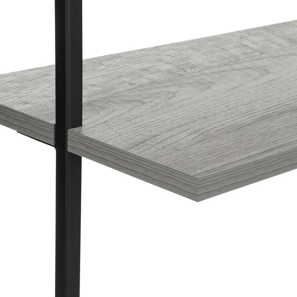 Monarch Specialties Bookshelf, Bookcase, Etagere, Ladder, 5 Tier, 72"H, Office, Bedroom, Metal, Laminate, Grey, Black - I 3681