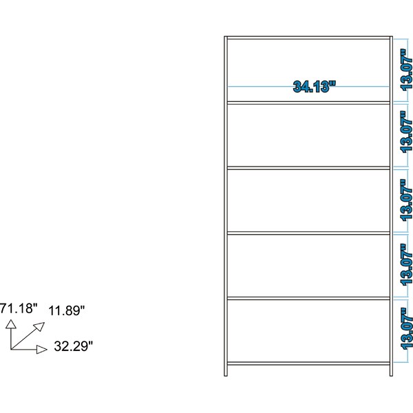 Manhattan Comfort Bookcase 1.0, 5 Shelves, Nut Brown - 27AMC164