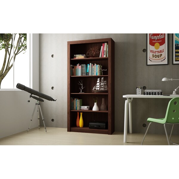 Manhattan Comfort Bookcase 1.0, 5 Shelves, Nut Brown - 27AMC164