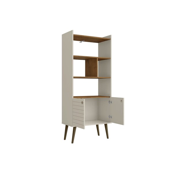Manhattan Comfort Bogart Bookcase in Off-White and Nature - 254BMC10