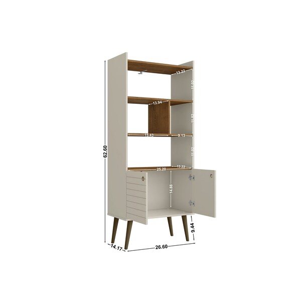 Manhattan Comfort Bogart Bookcase in Off-White and Nature - 254BMC10