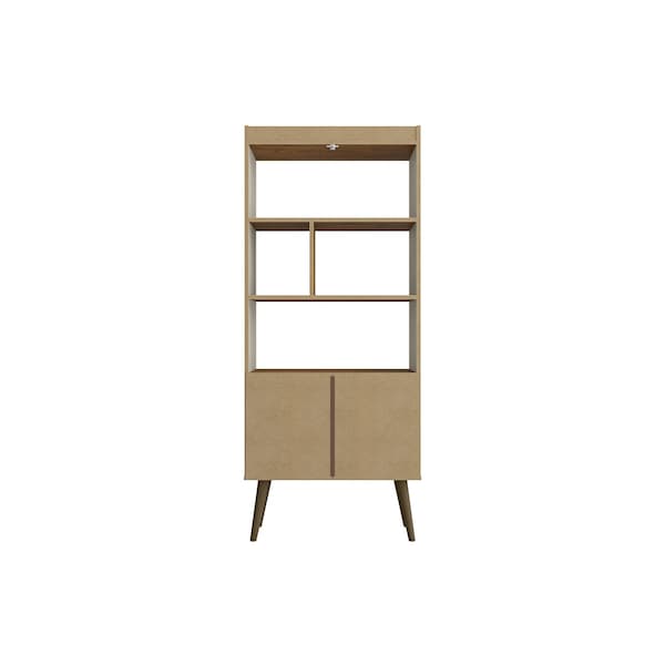Manhattan Comfort Bogart Bookcase in Off-White and Nature - 254BMC10