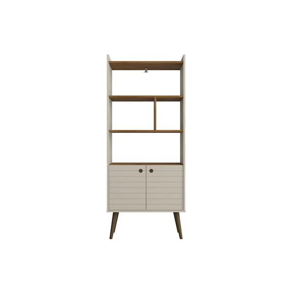 Manhattan Comfort Bogart Bookcase in Off-White and Nature - 254BMC10