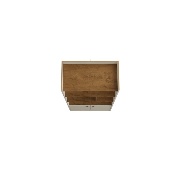 Manhattan Comfort Bogart Bookcase in Off-White and Nature - 254BMC10