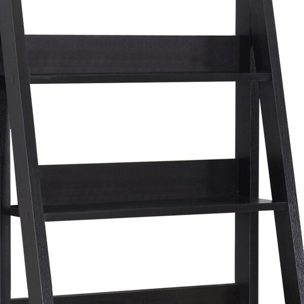 Homeroots 61 in. Cappuccino Particle Board & Laminate Ladder Style Bookcase - 333349