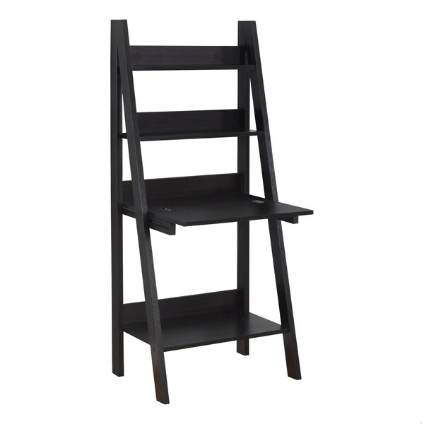 Homeroots 61 in. Cappuccino Particle Board & Laminate Ladder Style Bookcase - 333349