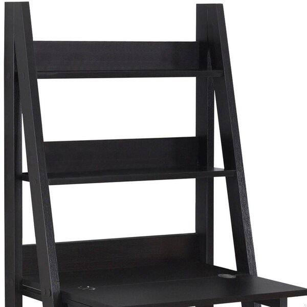 Homeroots 61 in. Cappuccino Particle Board & Laminate Ladder Style Bookcase - 333349