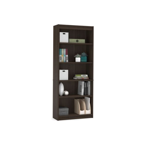 Bestar Bestar Bookcase 29-1/2"W x 11-5/8"D x 72"H 5 Shelf Dark Chocolate - 65715-3179