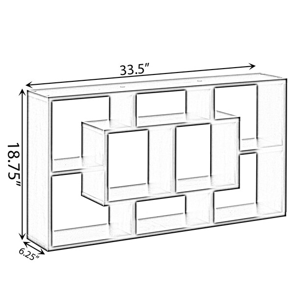 Basicwise Modern 8 Tier Bookcase Wall Mount and Freestanding Storage Shelves For Decoration Display, Cherry - QI004420.CR