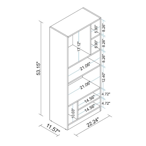 Manhattan Comfort Bookcase 3.0, 8 Shelves, White - 23AMC6