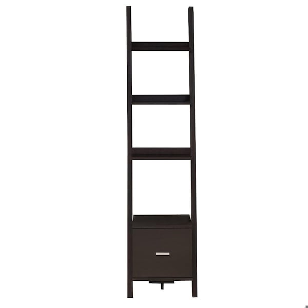 Homeroots 69 in. Particle Board Ladder Bookcase with a Storage Drawer - 332947