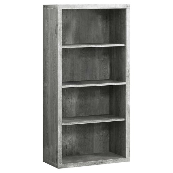 Homeroots 47.5 in. Grey Particle Board & MDF Bookshelf with Adjustable Shelves - 333506