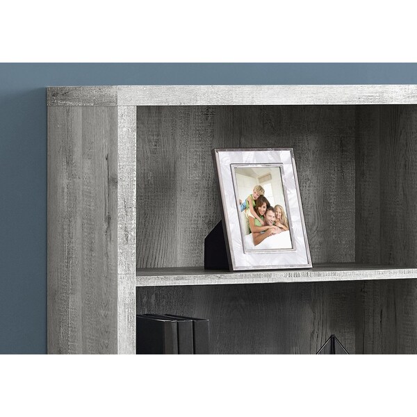 Homeroots 47.5 in. Grey Particle Board & MDF Bookshelf with Adjustable Shelves - 333506