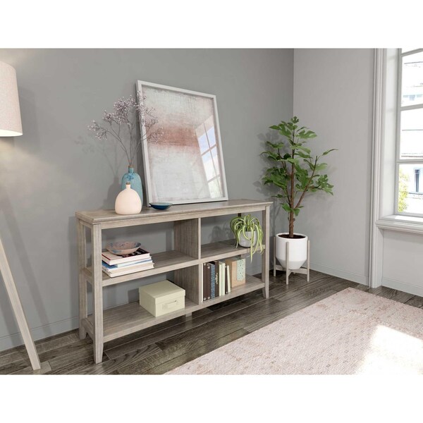 Homeroots 30 in. Bookcase with 2 Shelves in Washed Grey - 379941