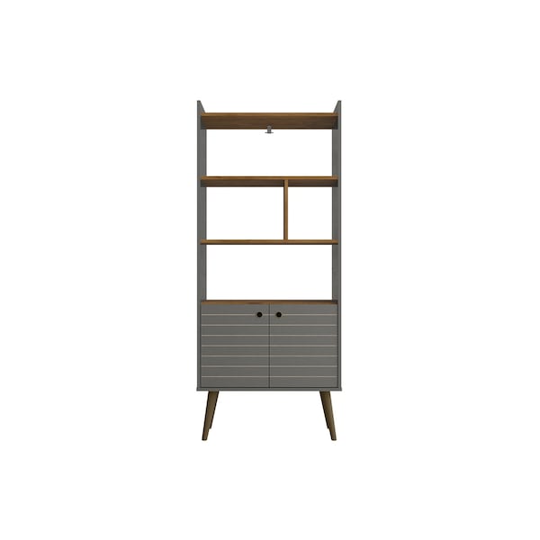 Manhattan Comfort Bogart Bookcase in Grey and Nature - 254BMC50