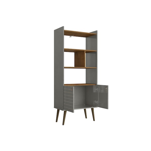 Manhattan Comfort Bogart Bookcase in Grey and Nature - 254BMC50