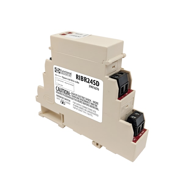 Functional Devices-Rib DIN Rail Mount Relay, 10 Amp DPDT + Override, 24 Vac/dc Coil - RIBR24SD