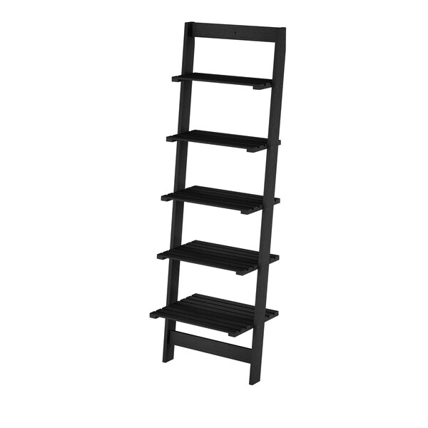 Hastings Home 5-Tier Ladder-Style Bookcase, Black - 881341GMT