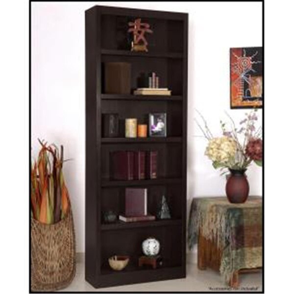 Concepts In Wood Concepts In Wood MI3084-E Single Wide Bookcase; Espresso Finish 6 Shelves - MI3084-E