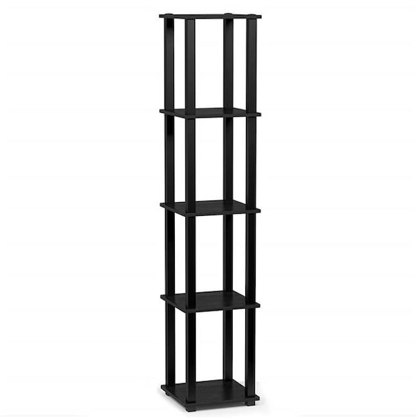 Furinno Furinno 18026AM-BK Turn-S-Tube 5-Tier Corner Square Rack Display Shelf with Square Tube; Americano & Black - 18026AM/BK
