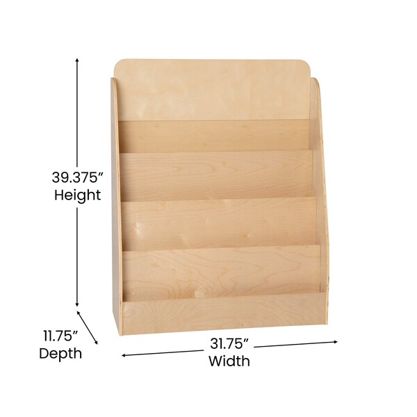 Flash Furniture 4 Shelf Natural Birch & Poplar Book Display Stand - MK-STR800L-GG
