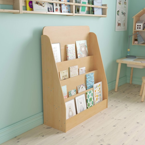 Flash Furniture 4 Shelf Natural Birch & Poplar Book Display Stand - MK-STR800L-GG