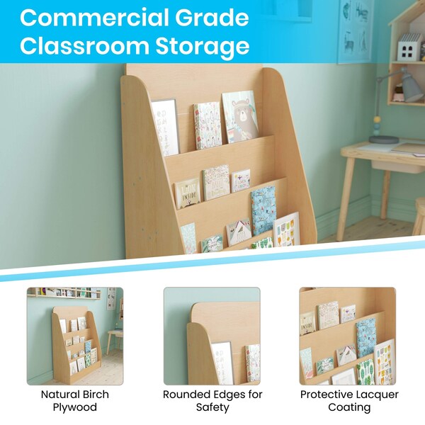 Flash Furniture 4 Shelf Natural Birch & Poplar Book Display Stand - MK-STR800L-GG