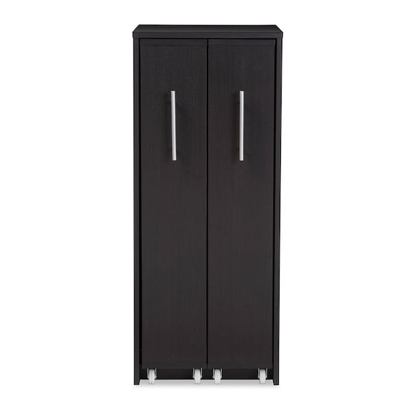 Baxton Studio Lindo Brown Wood Bookcase with Two Pulled-out Doors Shelving Cabinet - 120-6474