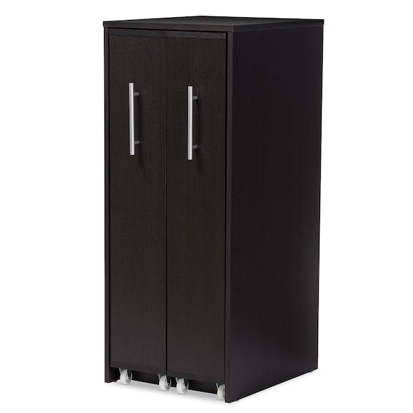 Baxton Studio Lindo Brown Wood Bookcase with Two Pulled-out Doors Shelving Cabinet - 120-6474