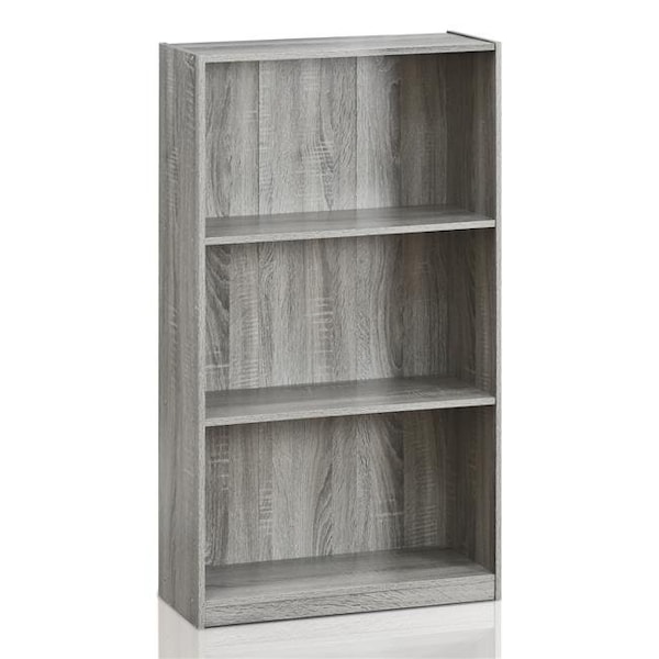 Furinno Furinno 99736GYW Basic 3-Tier Bookcase Storage Shelves; French Oak Grey - 99736GYW