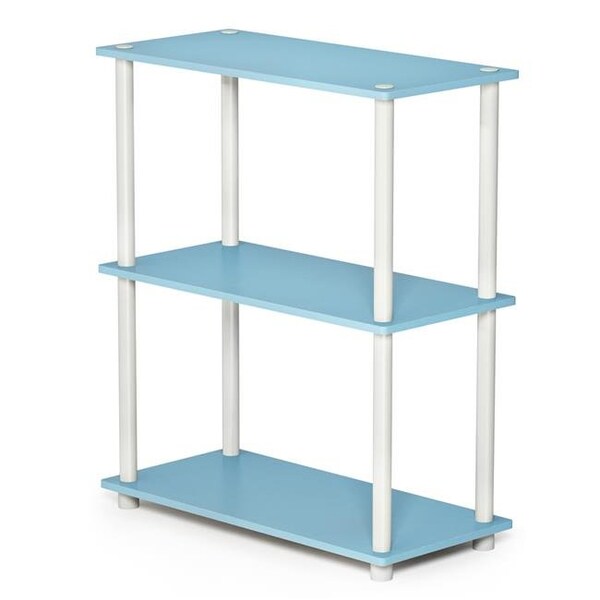 Furinno Furinno 10024LBL-WH Turn-N-Tube 3-Tier Compact Multipurpose Shelf Display Rack - Light Blue & White - 10024LBL/WH