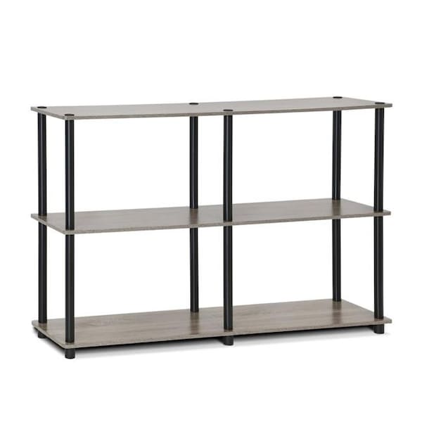 Furinno Furinno 99130GYW-BK Turn-N-Tube 3-Tier Double Size Storage Display Rack; French Oak Grey & Black - 99130GYW/BK