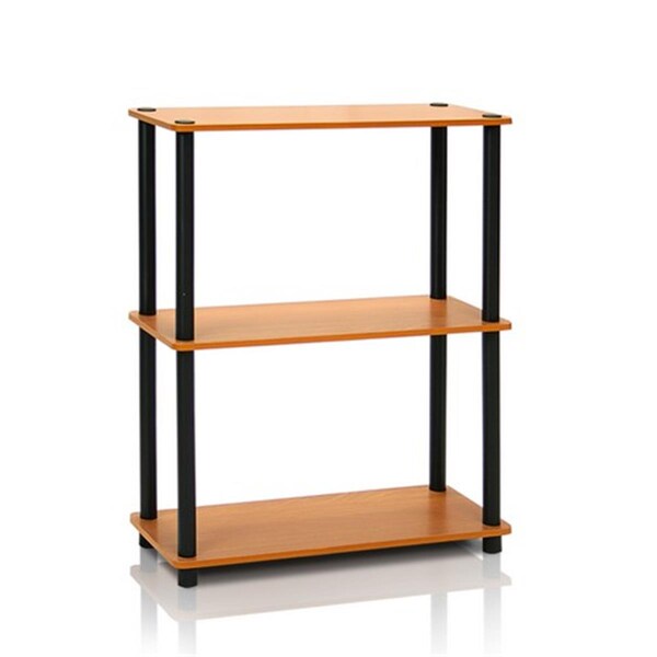 Furinno Turn-N-Tube 3-Tier Compact Multipurpose Shelf Display Rack, Light Cherry - 11.6 x 23.6 x 29.6 in. - 10024LC/BK