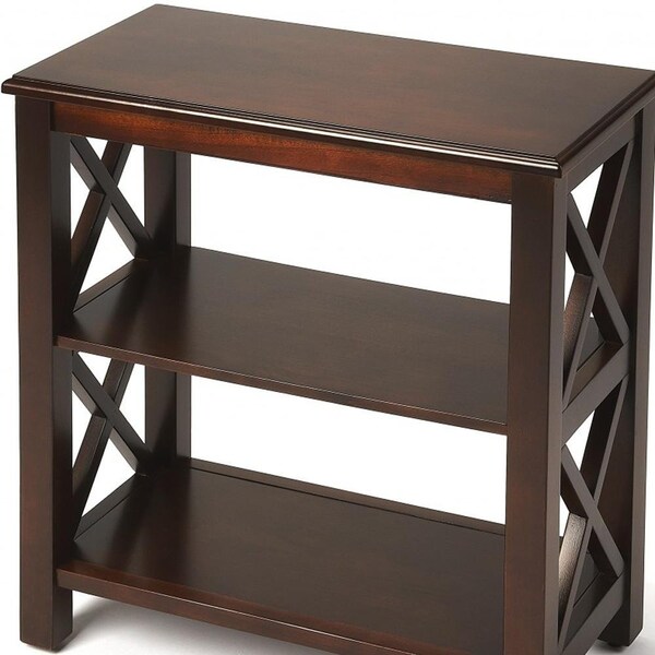 Homeroots 25 x 22 x 12 in. Vance Plantation Cherry Bookcase - 389560