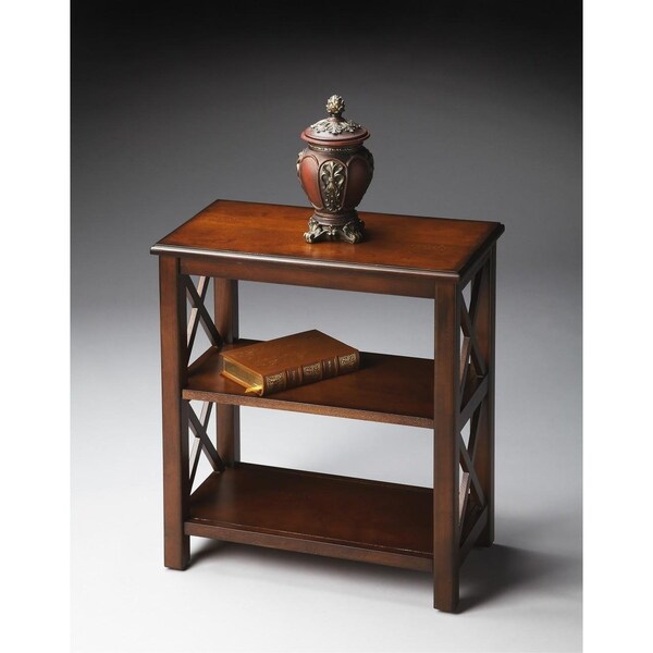 Homeroots 25 x 22 x 12 in. Vance Plantation Cherry Bookcase - 389560