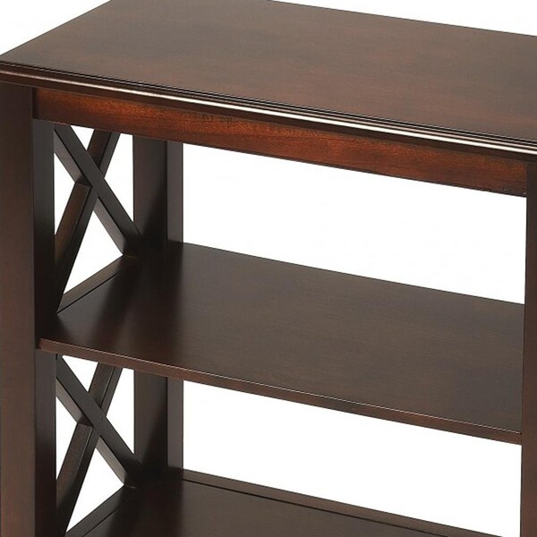 Homeroots 25 x 22 x 12 in. Vance Plantation Cherry Bookcase - 389560