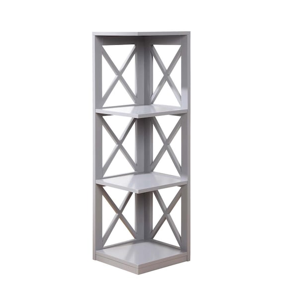 Convenience Concepts Oxford 3 Tier Corner Bookcase, Gray - 203070GY