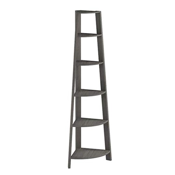 Homeroots 72 in. Dark Taupe Particle BoardLaminate & MDF Corner Bookshelf - 332853
