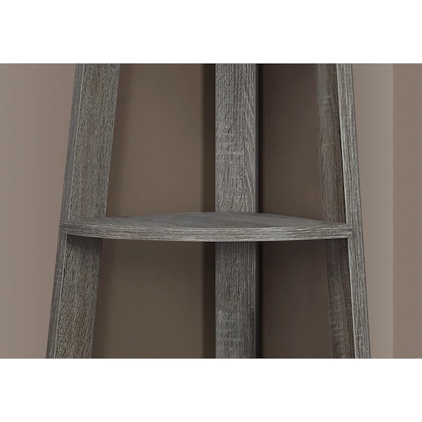 Homeroots 72 in. Dark Taupe Particle BoardLaminate & MDF Corner Bookshelf - 332853